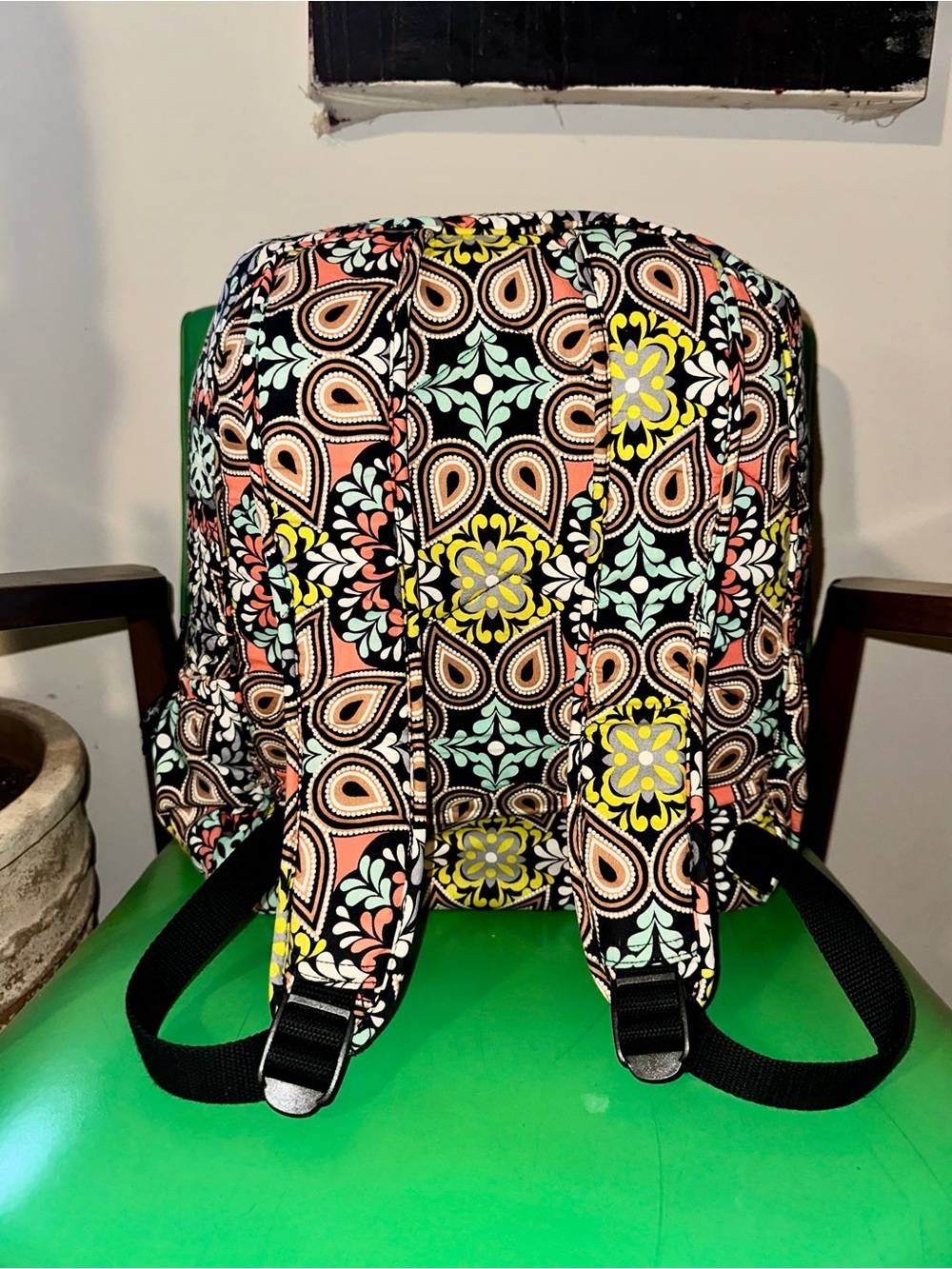 Vera Bradley Black Sierra Pattern Quilted Backpack - Picture 3 of 6